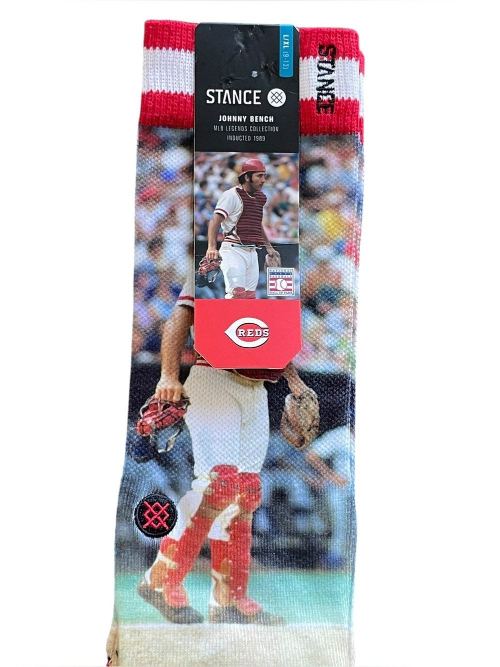 NWT STANCE Socks Cincinnati Reds Johnny Bench Red Big Red Machine MLB Size L/XL